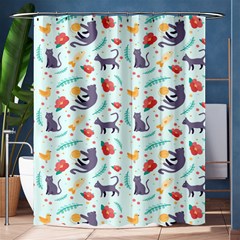 Redbubble Animals Cat Bird Flower Floral Leaf Fish Shower Curtain 60  X 72  (medium)  by Mariart