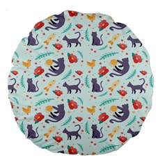 Redbubble Animals Cat Bird Flower Floral Leaf Fish Large 18  Premium Round Cushions by Mariart