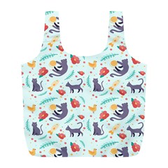 Redbubble Animals Cat Bird Flower Floral Leaf Fish Full Print Recycle Bags (l) 