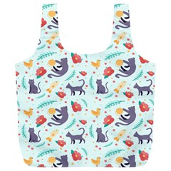 Redbubble Animals Cat Bird Flower Floral Leaf Fish Full Print Recycle Bags (l) 