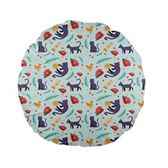 Redbubble Animals Cat Bird Flower Floral Leaf Fish Standard 15  Premium Flano Round Cushions by Mariart