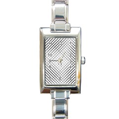 Simple Pattern Waves Plaid Black White Rectangle Italian Charm Watch