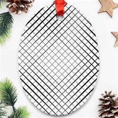 Simple Pattern Waves Plaid Black White Ornament (oval)