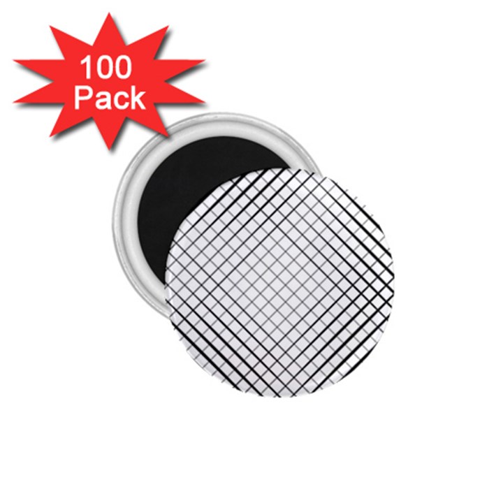 Simple Pattern Waves Plaid Black White 1.75  Magnets (100 pack) 