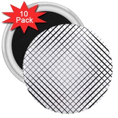 Simple Pattern Waves Plaid Black White 3  Magnets (10 Pack) 