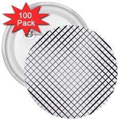 Simple Pattern Waves Plaid Black White 3  Buttons (100 Pack) 