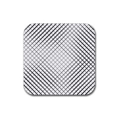 Simple Pattern Waves Plaid Black White Rubber Coaster (square) 