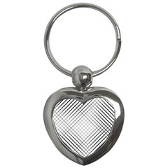 Simple Pattern Waves Plaid Black White Key Chains (heart) 