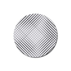 Simple Pattern Waves Plaid Black White Rubber Coaster (round)  by Mariart