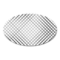 Simple Pattern Waves Plaid Black White Oval Magnet by Mariart