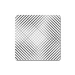 Simple Pattern Waves Plaid Black White Square Magnet Front