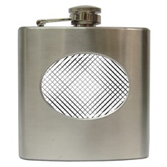 Simple Pattern Waves Plaid Black White Hip Flask (6 Oz)