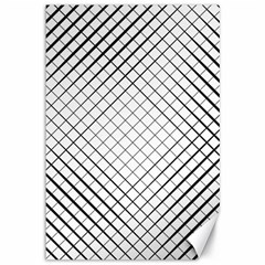 Simple Pattern Waves Plaid Black White Canvas 12  X 18  