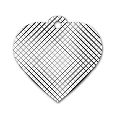 Simple Pattern Waves Plaid Black White Dog Tag Heart (one Side) by Mariart