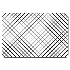 Simple Pattern Waves Plaid Black White Large Doormat 