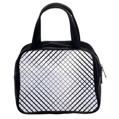 Simple Pattern Waves Plaid Black White Classic Handbags (2 Sides) by Mariart