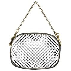 Simple Pattern Waves Plaid Black White Chain Purses (two Sides)  by Mariart