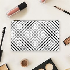 Simple Pattern Waves Plaid Black White Cosmetic Bag (medium)  by Mariart