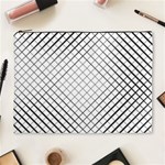 Simple Pattern Waves Plaid Black White Cosmetic Bag (XL) Front