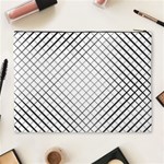 Simple Pattern Waves Plaid Black White Cosmetic Bag (XL) Back