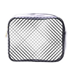 Simple Pattern Waves Plaid Black White Mini Toiletries Bags by Mariart