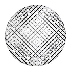 Simple Pattern Waves Plaid Black White Ornament (round Filigree) by Mariart