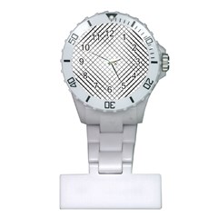 Simple Pattern Waves Plaid Black White Plastic Nurses Watch by Mariart