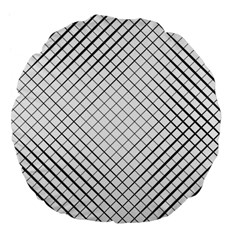 Simple Pattern Waves Plaid Black White Large 18  Premium Flano Round Cushions by Mariart