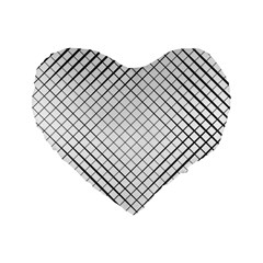 Simple Pattern Waves Plaid Black White Standard 16  Premium Flano Heart Shape Cushions