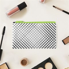 Simple Pattern Waves Plaid Black White Cosmetic Bag (xs) by Mariart