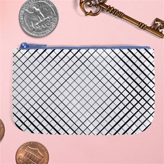 Simple Pattern Waves Plaid Black White Large Coin Purse