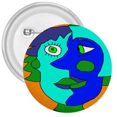 Visual Face Blue Orange Green Mask 3  Buttons