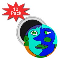 Visual Face Blue Orange Green Mask 1 75  Magnets (10 Pack)  by Mariart