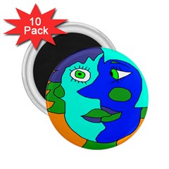 Visual Face Blue Orange Green Mask 2 25  Magnets (10 Pack)  by Mariart