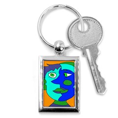 Visual Face Blue Orange Green Mask Key Chains (rectangle) 