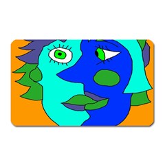 Visual Face Blue Orange Green Mask Magnet (rectangular) by Mariart