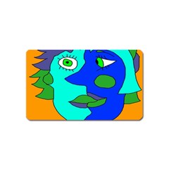 Visual Face Blue Orange Green Mask Magnet (name Card) by Mariart