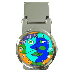 Visual Face Blue Orange Green Mask Money Clip Watches by Mariart