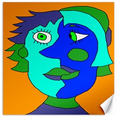 Visual Face Blue Orange Green Mask Canvas 12  X 12   by Mariart