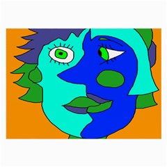 Visual Face Blue Orange Green Mask Large Glasses Cloth by Mariart