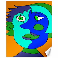 Visual Face Blue Orange Green Mask Canvas 11  X 14  