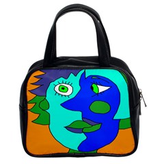 Visual Face Blue Orange Green Mask Classic Handbags (2 Sides)