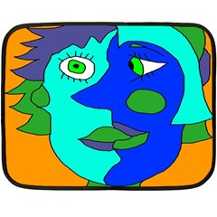 Visual Face Blue Orange Green Mask Double Sided Fleece Blanket (mini)  by Mariart