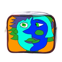 Visual Face Blue Orange Green Mask Mini Toiletries Bags