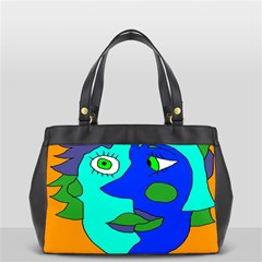 Visual Face Blue Orange Green Mask Office Handbags (2 Sides)  by Mariart