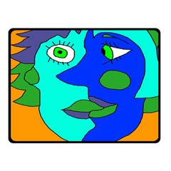 Visual Face Blue Orange Green Mask Fleece Blanket (small)