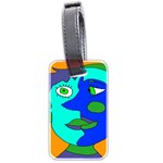 Visual Face Blue Orange Green Mask Luggage Tags (Two Sides) Front