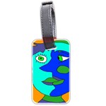 Visual Face Blue Orange Green Mask Luggage Tags (Two Sides) Back