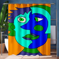 Visual Face Blue Orange Green Mask Shower Curtain 60  X 72  (medium)  by Mariart