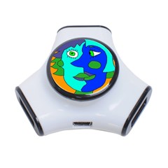 Visual Face Blue Orange Green Mask 3-port Usb Hub